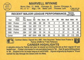 1987 Donruss #411 Marvell Wynne Back