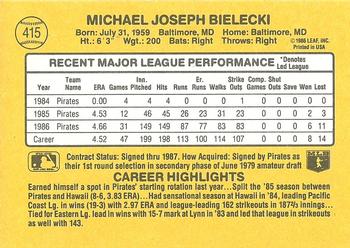 1987 Donruss #415 Mike Bielecki Back