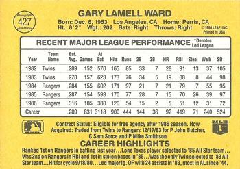 1987 Donruss #427 Gary Ward Back