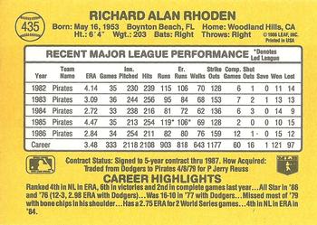 1987 Donruss #435 Rick Rhoden Back