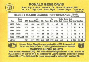 1987 Donruss #438 Ron Davis Back