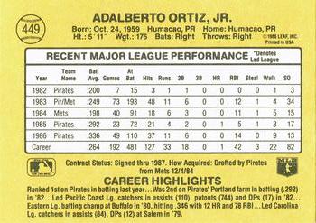 1987 Donruss #449 Junior Ortiz Back