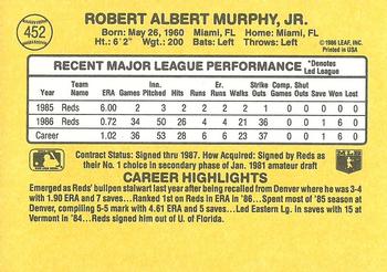 1987 Donruss #452 Rob Murphy Back