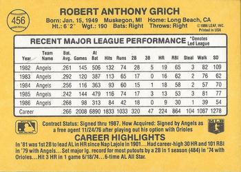 1987 Donruss #456 Bobby Grich Back