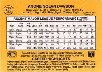 1987 Donruss #458 Andre Dawson Back