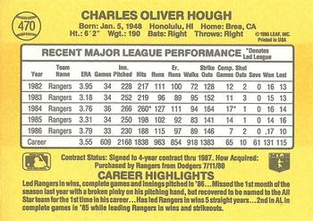 1987 Donruss #470 Charlie Hough Back