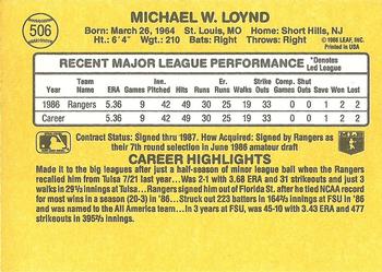 1987 Donruss #506 Mike Loynd Back