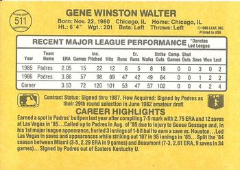 1987 Donruss #511 Gene Walter Back
