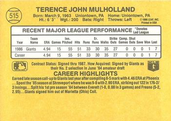 1987 Donruss #515 Terry Mulholland Back