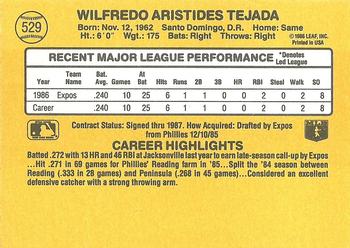 1987 Donruss #529 Wilfredo Tejada Back
