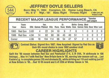 1987 Donruss #544 Jeff Sellers Back
