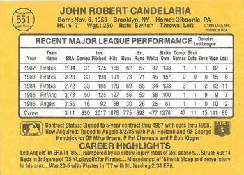 1987 Donruss #551 John Candelaria Back