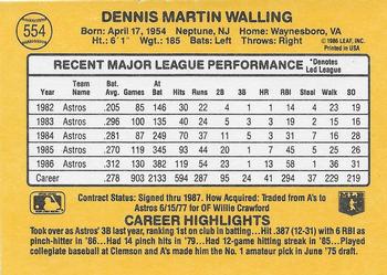 1987 Donruss #554 Denny Walling Back
