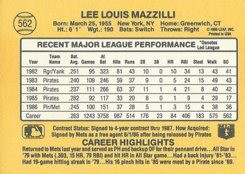 1987 Donruss #562 Lee Mazzilli Back