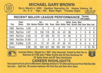 1987 Donruss #563 Mike Brown Back