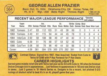1987 Donruss #564 George Frazier Back