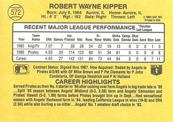 1987 Donruss #572 Bob Kipper Back