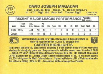 1987 Donruss #575 Dave Magadan Back