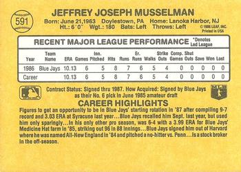 1987 Donruss #591 Jeff Musselman Back