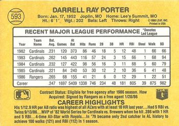 1987 Donruss #593 Darrell Porter Back