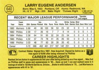 1987 Donruss #640 Larry Andersen Back