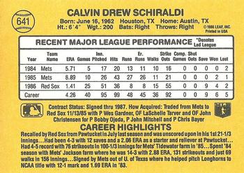 1987 Donruss #641 Calvin Schiraldi Back
