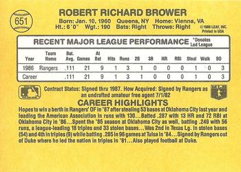 1987 Donruss #651 Bob Brower Back