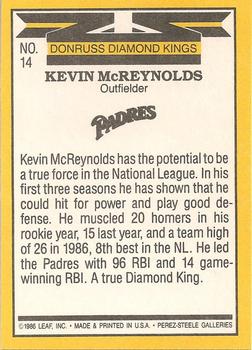 1987 Donruss #14 Kevin McReynolds Back