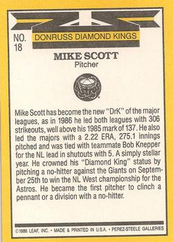 1987 Donruss #18 Mike Scott Back