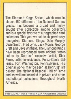 1987 Donruss #27 Diamond Kings Checklist: 1-26 Back