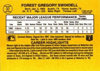 1987 Donruss #32 Greg Swindell Back