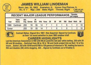 1987 Donruss #37 Jim Lindeman Back