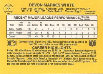 1987 Donruss #38 Devon White Back