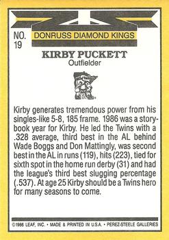 1987 Donruss #19 Kirby Puckett Back