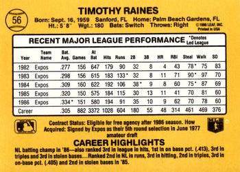 1987 Donruss #56 Tim Raines Back