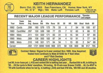 1987 Donruss #76 Keith Hernandez Back