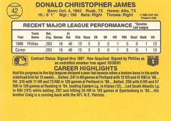 1987 Donruss #42 Chris James Back