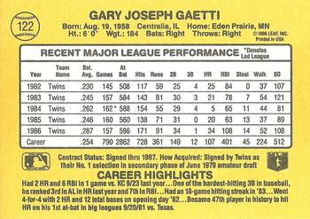 1987 Donruss #122 Gary Gaetti Back