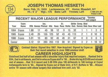 1987 Donruss #134 Joe Hesketh Back