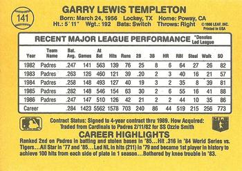 1987 Donruss #141 Garry Templeton Back