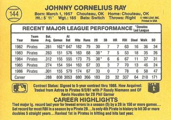 1987 Donruss #144 Johnny Ray Back