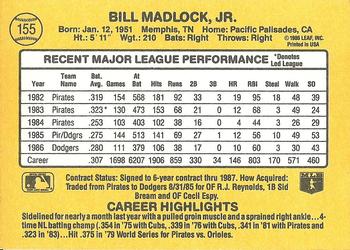 1987 Donruss #155 Bill Madlock Back