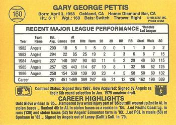 1987 Donruss #160 Gary Pettis Back