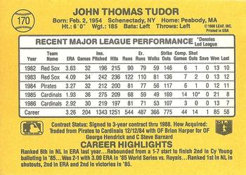 1987 Donruss #170 John Tudor Back