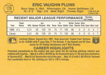 1987 Donruss #178 Eric Plunk Back