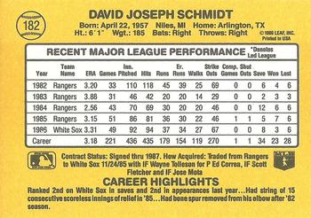 1987 Donruss #182 Dave Schmidt Back