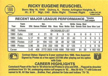 1987 Donruss #188 Rick Reuschel Back