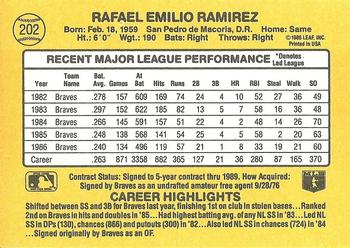 1987 Donruss #202 Rafael Ramirez Back