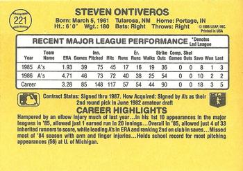 1987 Donruss #221 Steve Ontiveros Back