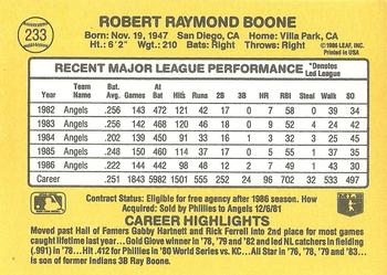1987 Donruss #233 Bob Boone Back